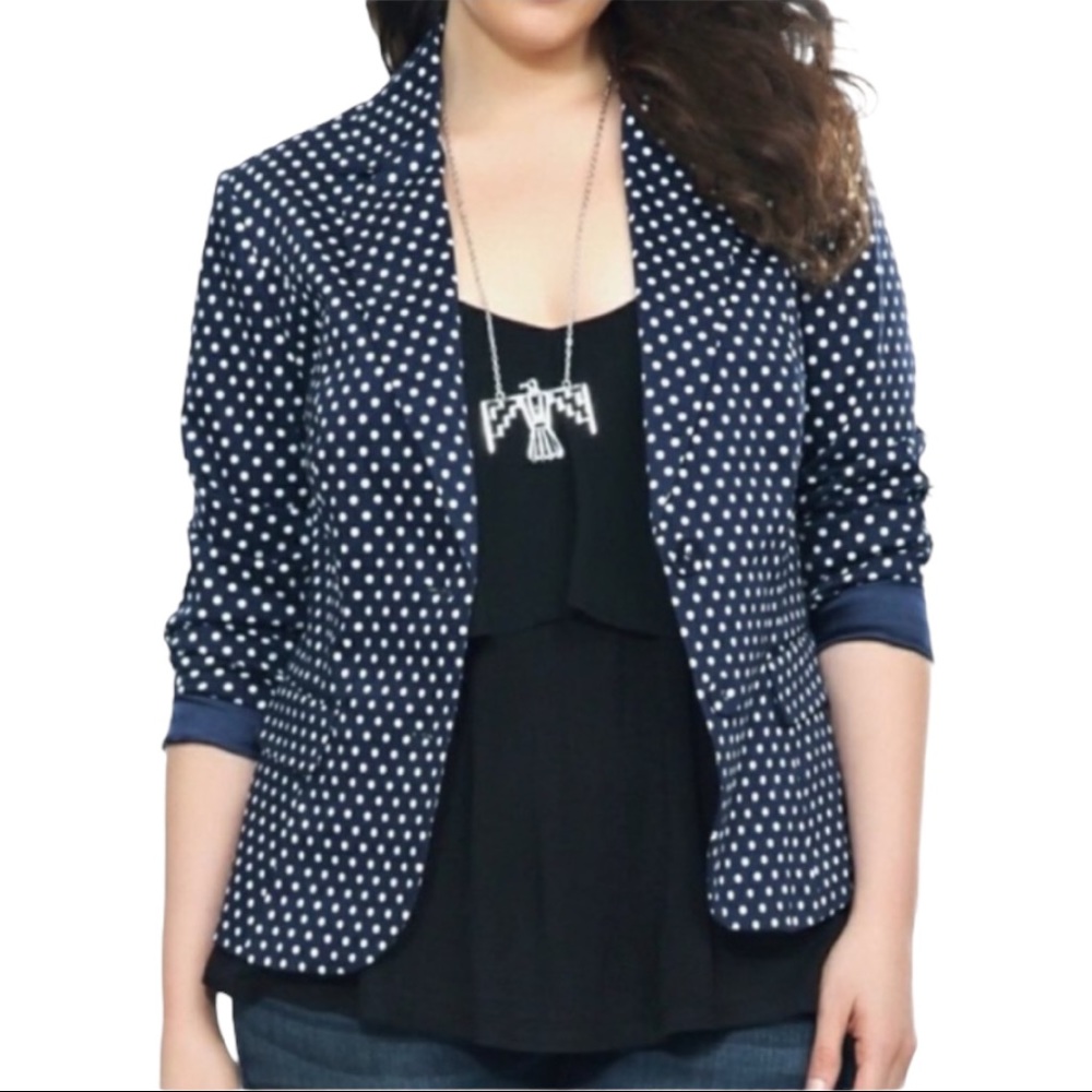 Torrid Polka Dot Blazer Navy Blue 4X NEW NWT Jacket Career